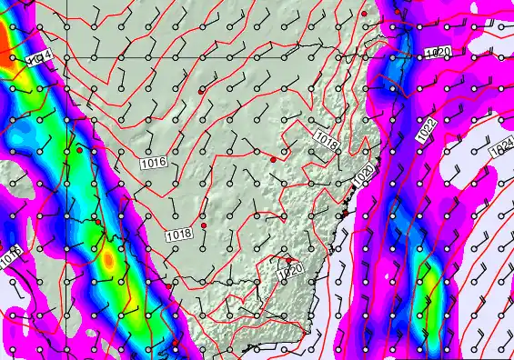 New South Wales forecast chart for Sunday, May 17th, 2026 at 6:00 AM