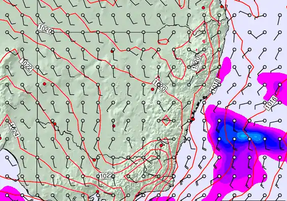 New South Wales forecast chart for Saturday, May 23rd, 2026 at 12:00 PM