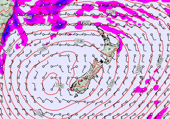 New Zealand forecast chart for Friday, May 15th, 2026 at 12:00 AM