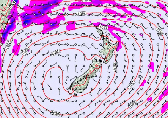 New Zealand forecast chart for Friday, May 15th, 2026 at 6:00 AM
