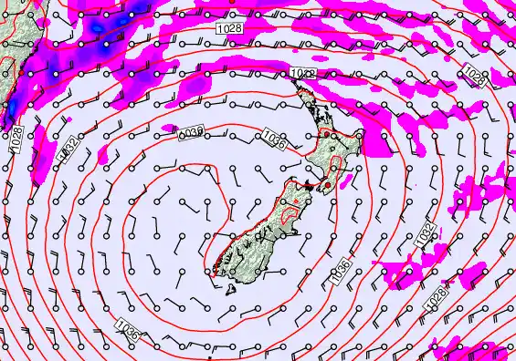 New Zealand forecast chart for Friday, May 15th, 2026 at 12:00 PM