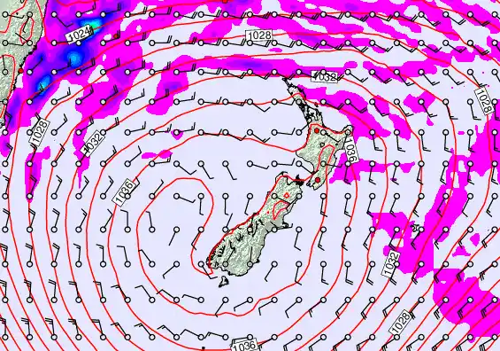 New Zealand forecast chart for Friday, May 15th, 2026 at 6:00 PM