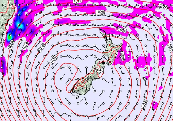 New Zealand forecast chart for Saturday, May 16th, 2026 at 6:00 AM