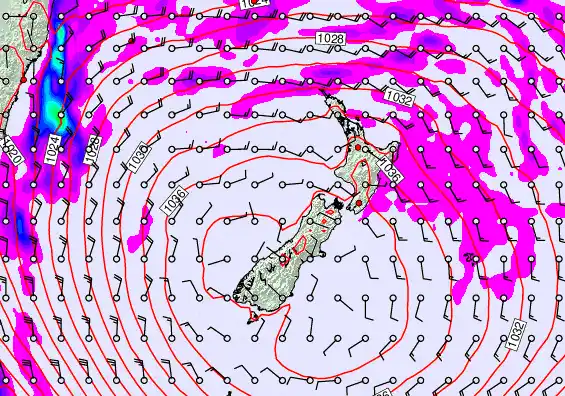 New Zealand forecast chart for Saturday, May 16th, 2026 at 6:00 PM