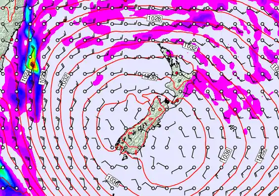 New Zealand forecast chart for Sunday, May 17th, 2026 at 12:00 AM