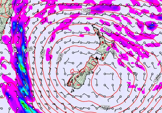 New Zealand forecast chart for Sunday, May 17th, 2026 at 12:00 PM