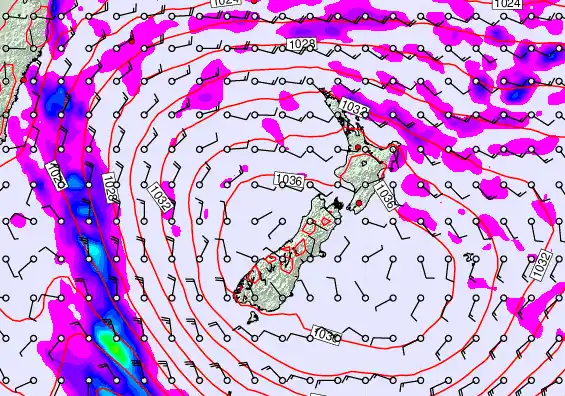New Zealand forecast chart for Sunday, May 17th, 2026 at 6:00 PM