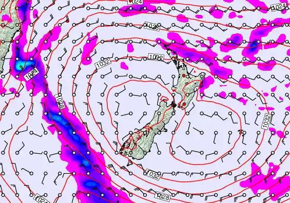 New Zealand forecast chart for Monday, May 18th, 2026 at 6:00 AM