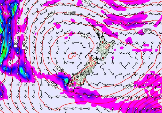 New Zealand forecast chart for Tuesday, May 19th, 2026 at 12:00 AM