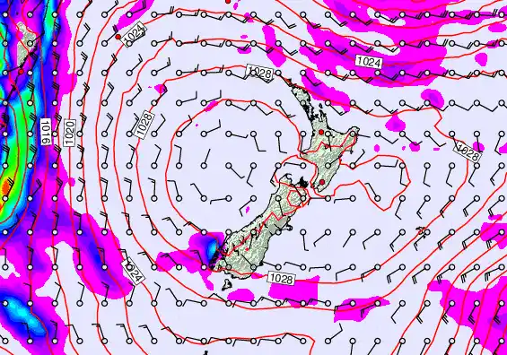 New Zealand forecast chart for Tuesday, May 19th, 2026 at 6:00 AM