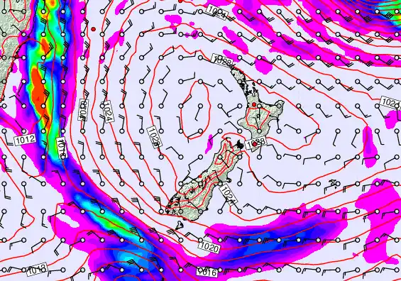 New Zealand forecast chart for Wednesday, May 20th, 2026 at 12:00 PM