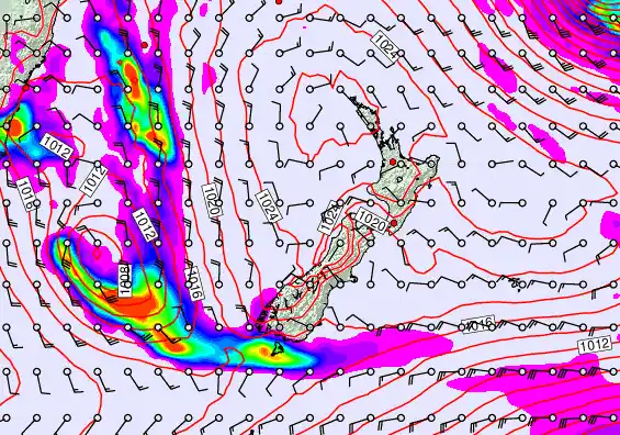 New Zealand forecast chart for Thursday, May 21st, 2026 at 12:00 PM