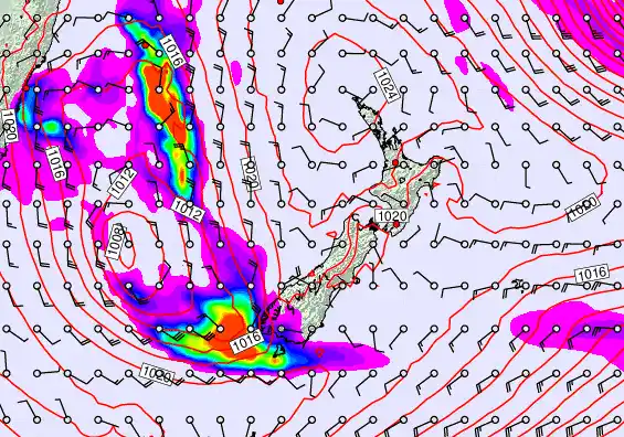 New Zealand forecast chart for Friday, May 22nd, 2026 at 12:00 AM