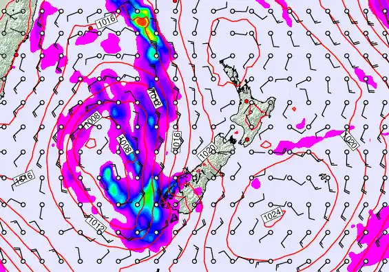 New Zealand forecast chart for Friday, May 22nd, 2026 at 6:00 PM