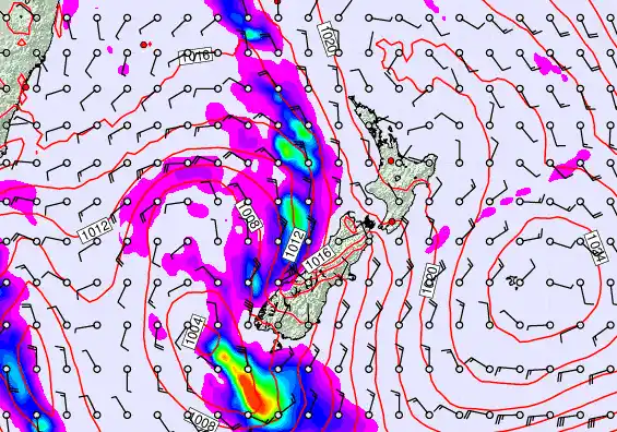 New Zealand forecast chart for Saturday, May 23rd, 2026 at 6:00 AM