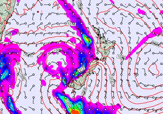New Zealand forecast chart for Saturday, May 23rd, 2026 at 12:00 PM