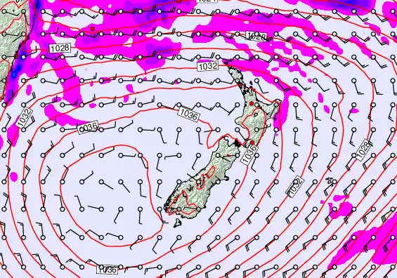 New Zealand forecast chart for Thursday, May 14th, 2026 at 6:00 PM