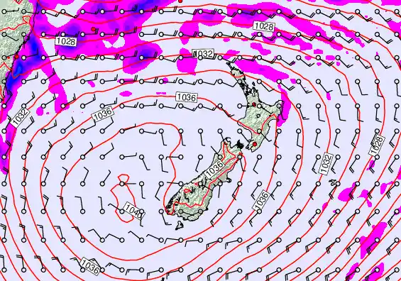 New Zealand forecast chart for Friday, May 15th, 2026 at 12:00 AM