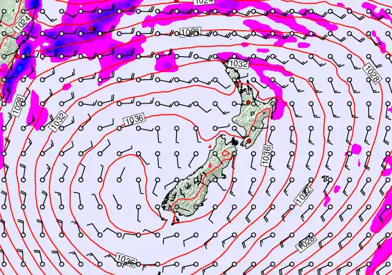 New Zealand forecast chart for Friday, May 15th, 2026 at 6:00 AM