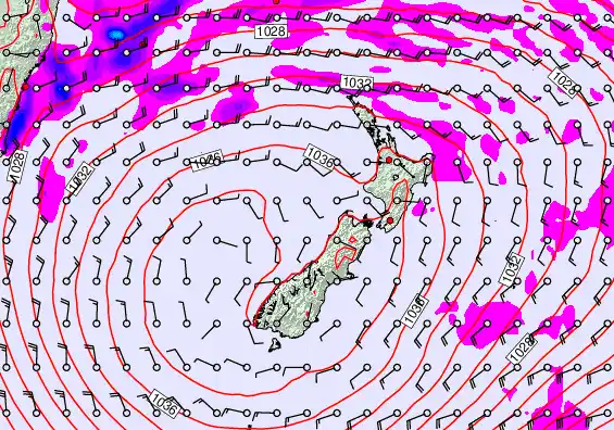 New Zealand forecast chart for Friday, May 15th, 2026 at 12:00 PM