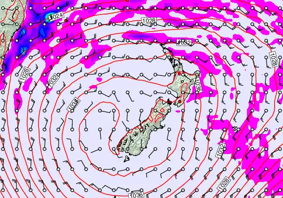New Zealand forecast chart for Friday, May 15th, 2026 at 6:00 PM