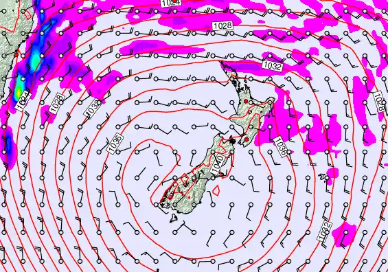 New Zealand forecast chart for Saturday, May 16th, 2026 at 6:00 AM