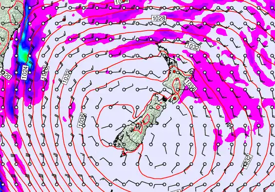 New Zealand forecast chart for Saturday, May 16th, 2026 at 6:00 PM