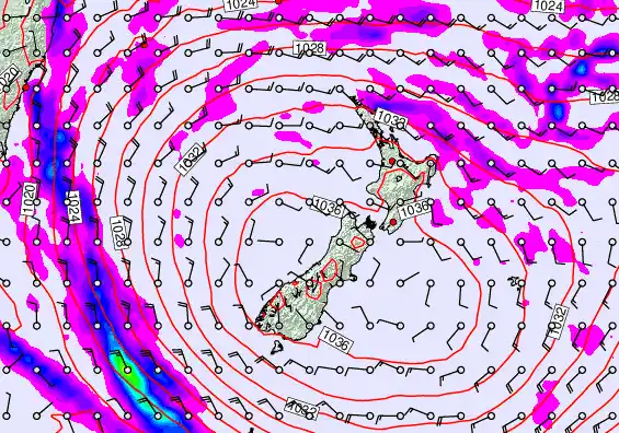 New Zealand forecast chart for Sunday, May 17th, 2026 at 6:00 PM