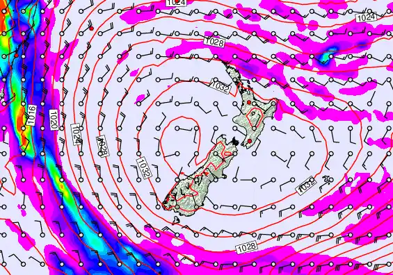 New Zealand forecast chart for Monday, May 18th, 2026 at 6:00 PM