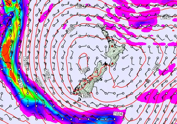 New Zealand forecast chart for Tuesday, May 19th, 2026 at 6:00 AM