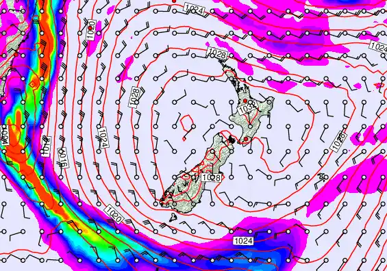 New Zealand forecast chart for Tuesday, May 19th, 2026 at 12:00 PM
