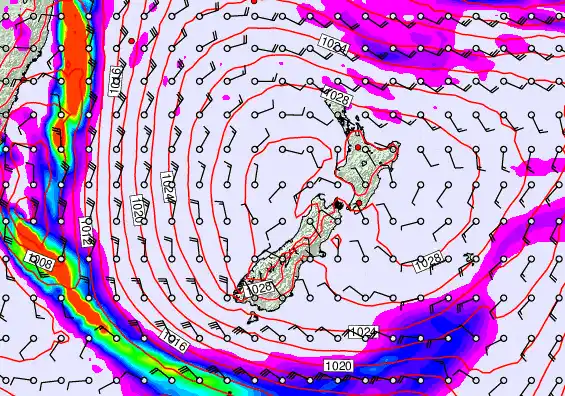 New Zealand forecast chart for Tuesday, May 19th, 2026 at 6:00 PM