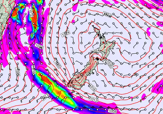 New Zealand forecast chart for Thursday, May 21st, 2026 at 12:00 AM