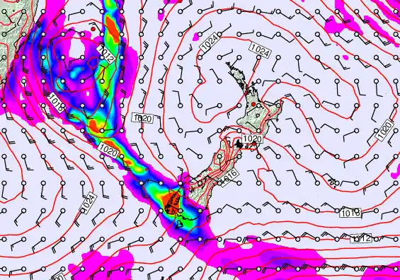 New Zealand forecast chart for Thursday, May 21st, 2026 at 12:00 PM