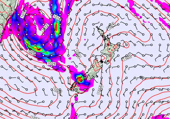 New Zealand forecast chart for Friday, May 22nd, 2026 at 12:00 AM