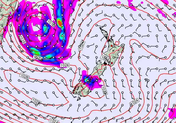 New Zealand forecast chart for Friday, May 22nd, 2026 at 6:00 AM