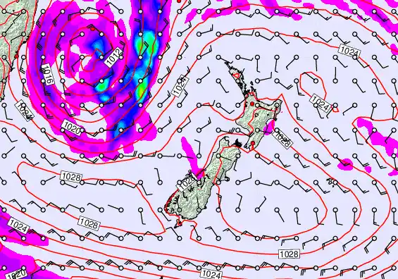 New Zealand forecast chart for Friday, May 22nd, 2026 at 6:00 PM