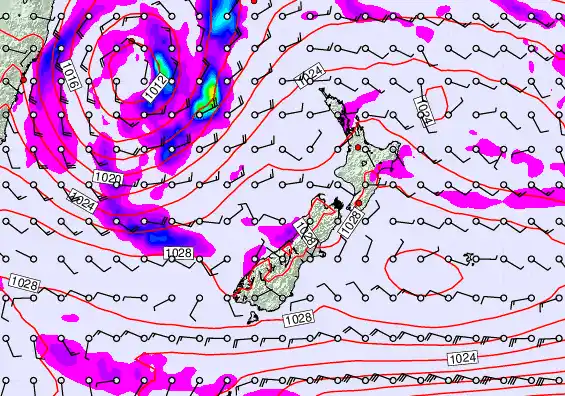 New Zealand forecast chart for Saturday, May 23rd, 2026 at 6:00 AM