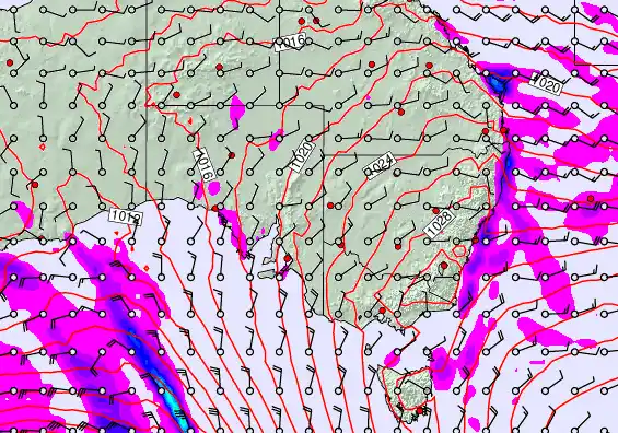South East Australia forecast chart for Thursday, May 14th, 2026 at 6:00 PM