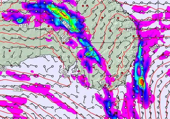 South East Australia forecast chart for Sunday, May 17th, 2026 at 12:00 AM