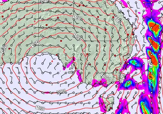 South East Australia forecast chart for Wednesday, May 20th, 2026 at 6:00 AM