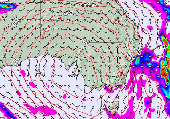 South East Australia forecast chart for Thursday, May 21st, 2026 at 12:00 AM