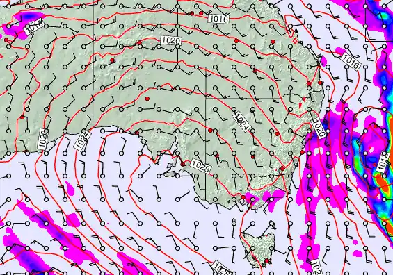 South East Australia forecast chart for Thursday, May 21st, 2026 at 6:00 AM