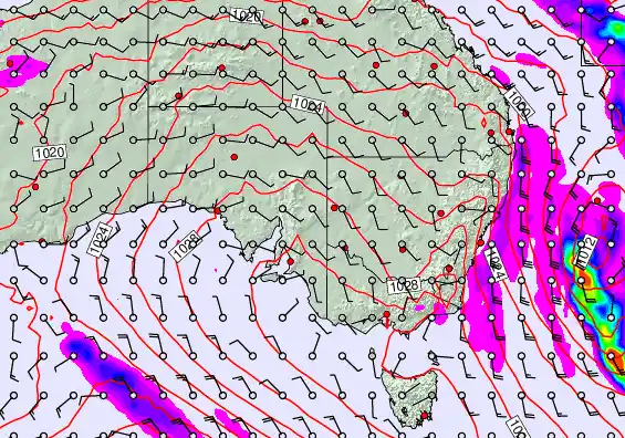 South East Australia forecast chart for Thursday, May 21st, 2026 at 12:00 PM