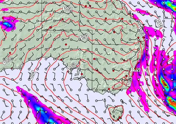 South East Australia forecast chart for Thursday, May 21st, 2026 at 6:00 PM