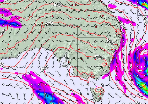 South East Australia forecast chart for Friday, May 22nd, 2026 at 12:00 AM