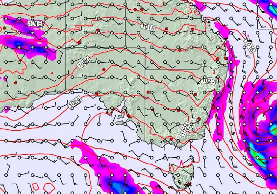 South East Australia forecast chart for Friday, May 22nd, 2026 at 6:00 AM