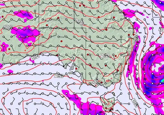 South East Australia forecast chart for Friday, May 22nd, 2026 at 12:00 PM