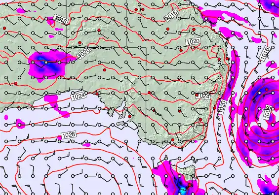 South East Australia forecast chart for Friday, May 22nd, 2026 at 6:00 PM