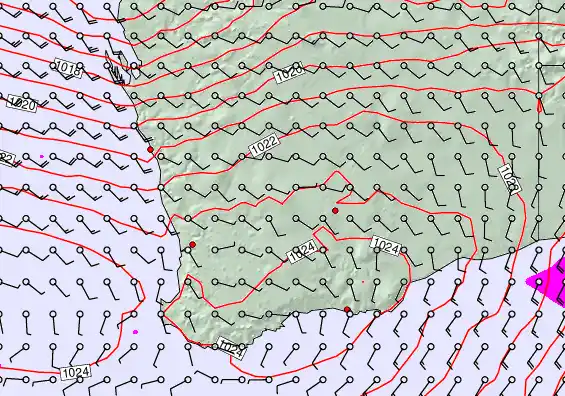 Perth forecast chart for Monday, May 18th, 2026 at 12:00 PM